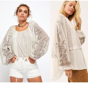 NEW $128 Free People Indigo Dreams Tunic Ecru